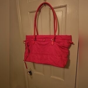Vintage ISAAC MIZRAHI Large pink TOTE PURSE (Y2K)